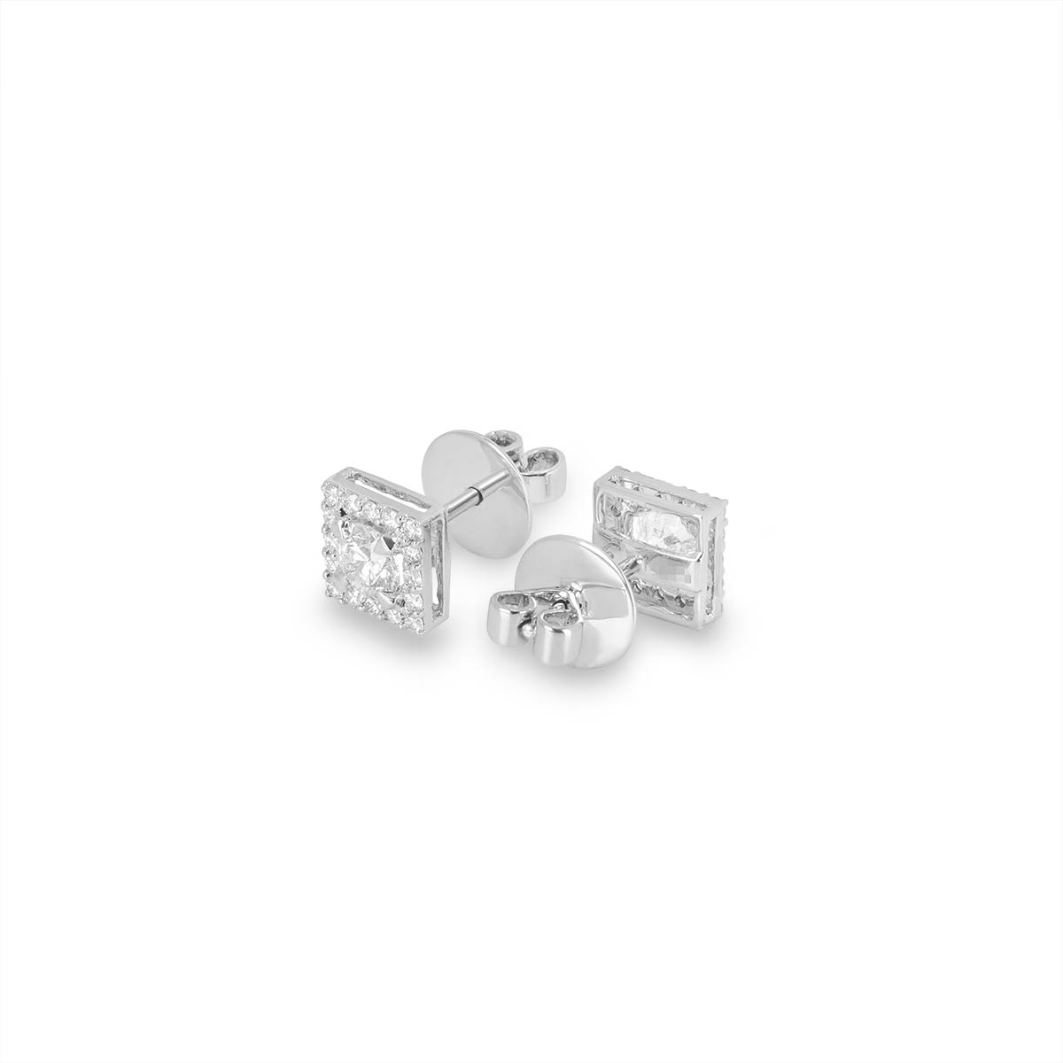 White Gold Diamond Cluster Earrings 1.24ct TDW
